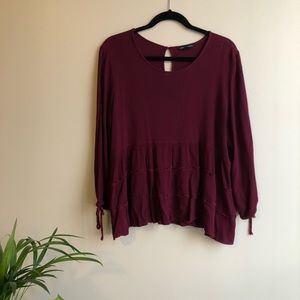 American Eagle Long Sleeve Maroon Top